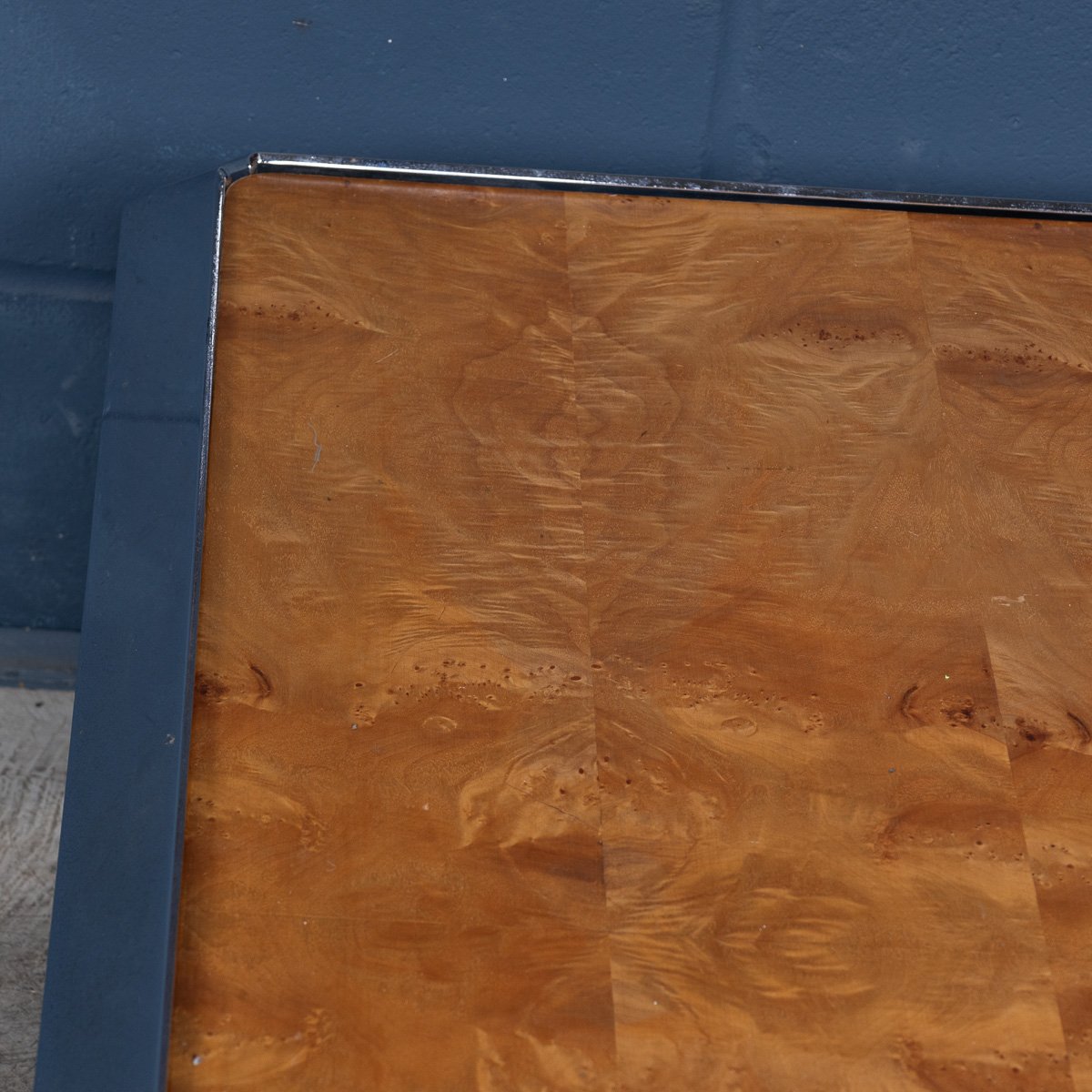 PUSHKINS.COM - B11294 - VINTAGE 20thC ITALIAN CHROME & BURR WALNUT COFFEE TABLE c.1980 - 16.jpg