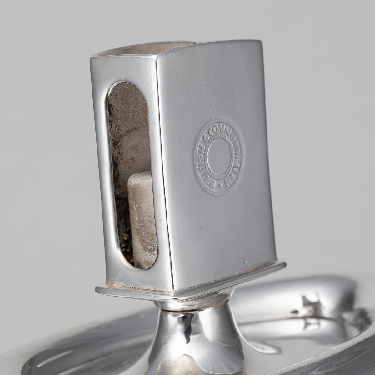 PUSHKINS.COM - D11360 - 20thC SILVER PLATE MATCHBOX HOLDER & ASHTRAY FROM RMS WINDSOR CASTLE c.1959 - 09.jpg