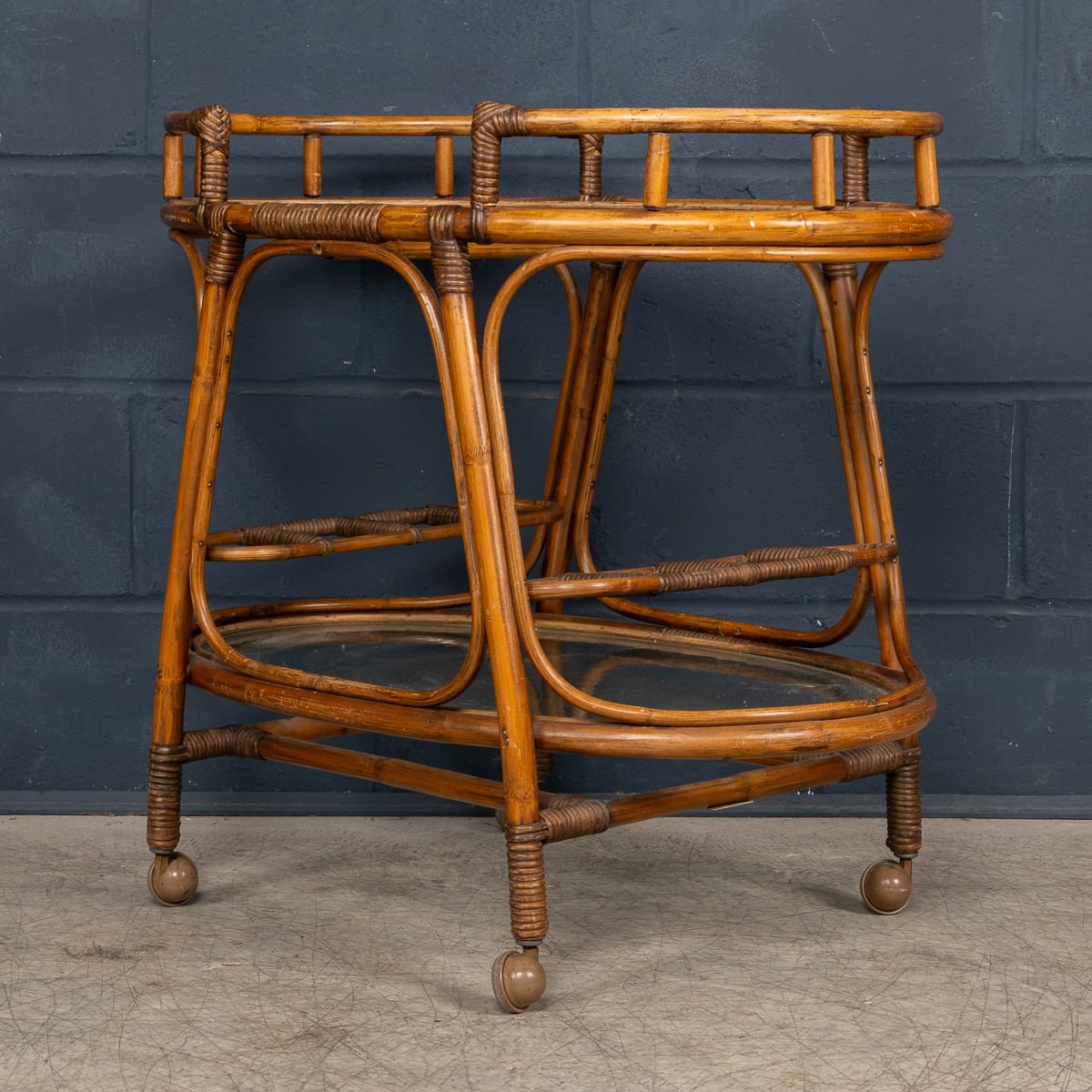 PUSHKIN'S - 20thC ITALIAN BAMBOO DRINKS TROLLEY c.1970 - 5.jpg