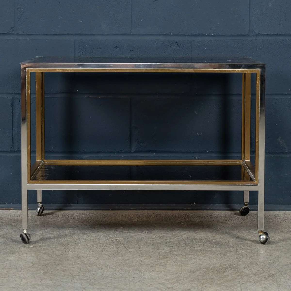PUSHKINS.COM - B11469 - 20thC BRASS & CHROME DRINKS TROLLEY BY BELGO CHROM, BELGIUM c.1980 - 07.jpg