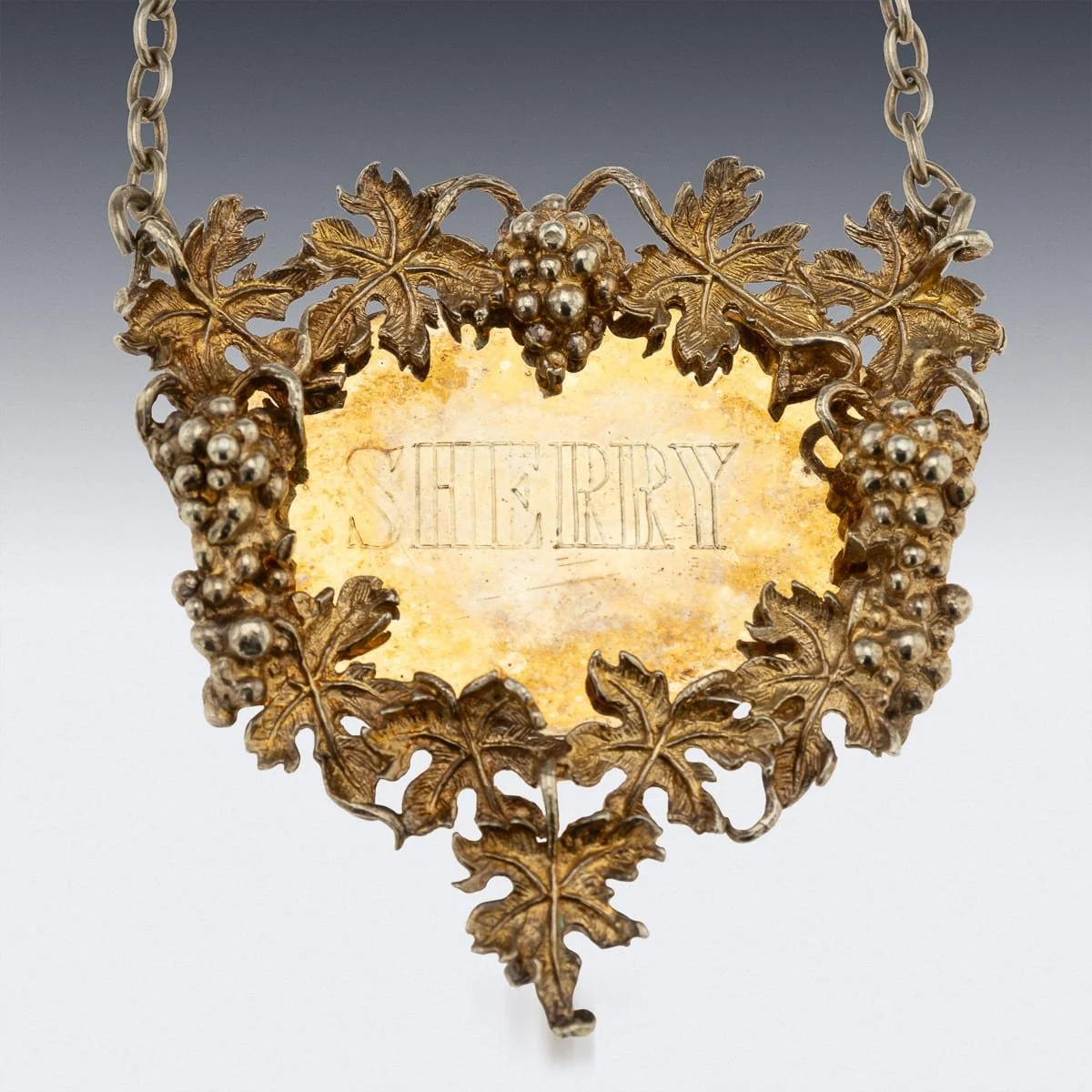 PUSHKINS.COM - J12219 - VINTAGE 20thC ENGLISH GILT SOLID SILVER SET OF FOUR SPIRIT LABELS, LONDON c.1970 - 7.jpg