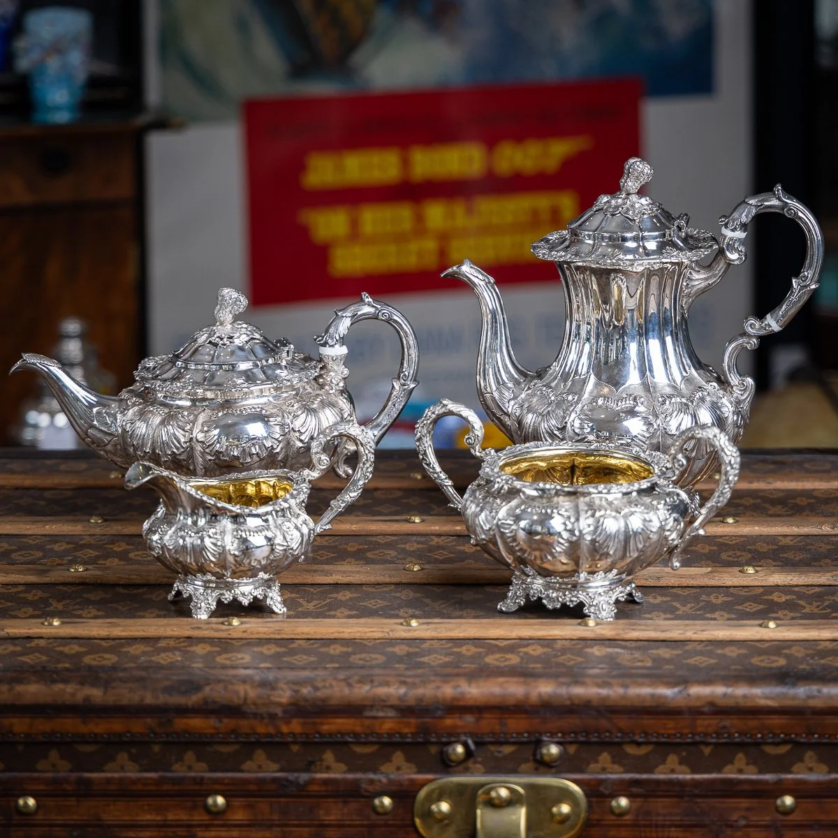 PUSHKINS.COM - A00097 - ANTIQUE 19thC VICTORIAN SOLID SILVER FOUR PIECE TEA SET, LONDON c.1854 - 02.jpg
