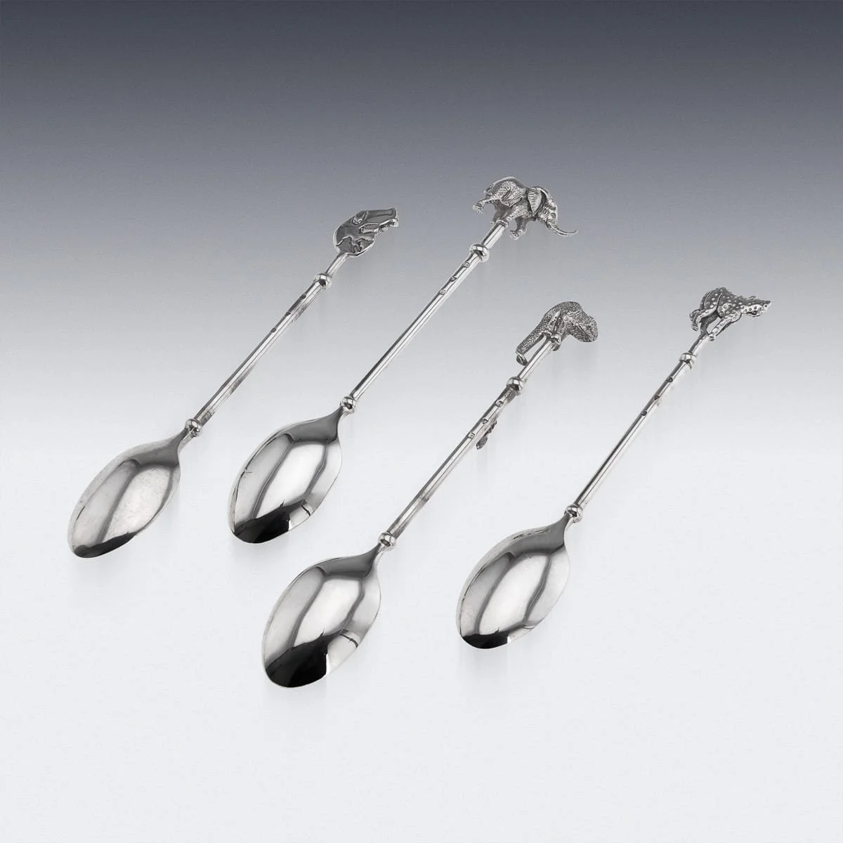 PUSHKINS.COM - J11521 - PATRICK MAVROS SOLID SILVER SET OF FOUR NOVELTY ANIMAL COFFEE SPOONS - 05.jpg