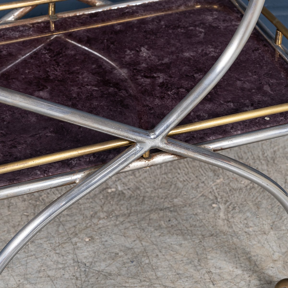 PUSHKINS.COM - B11305 - VINTAGE 20thC ITALIAN STEEL & GLASS DRINKS TROLLEY WITH MARBLE EFFECT c.1980 - 15.jpg
