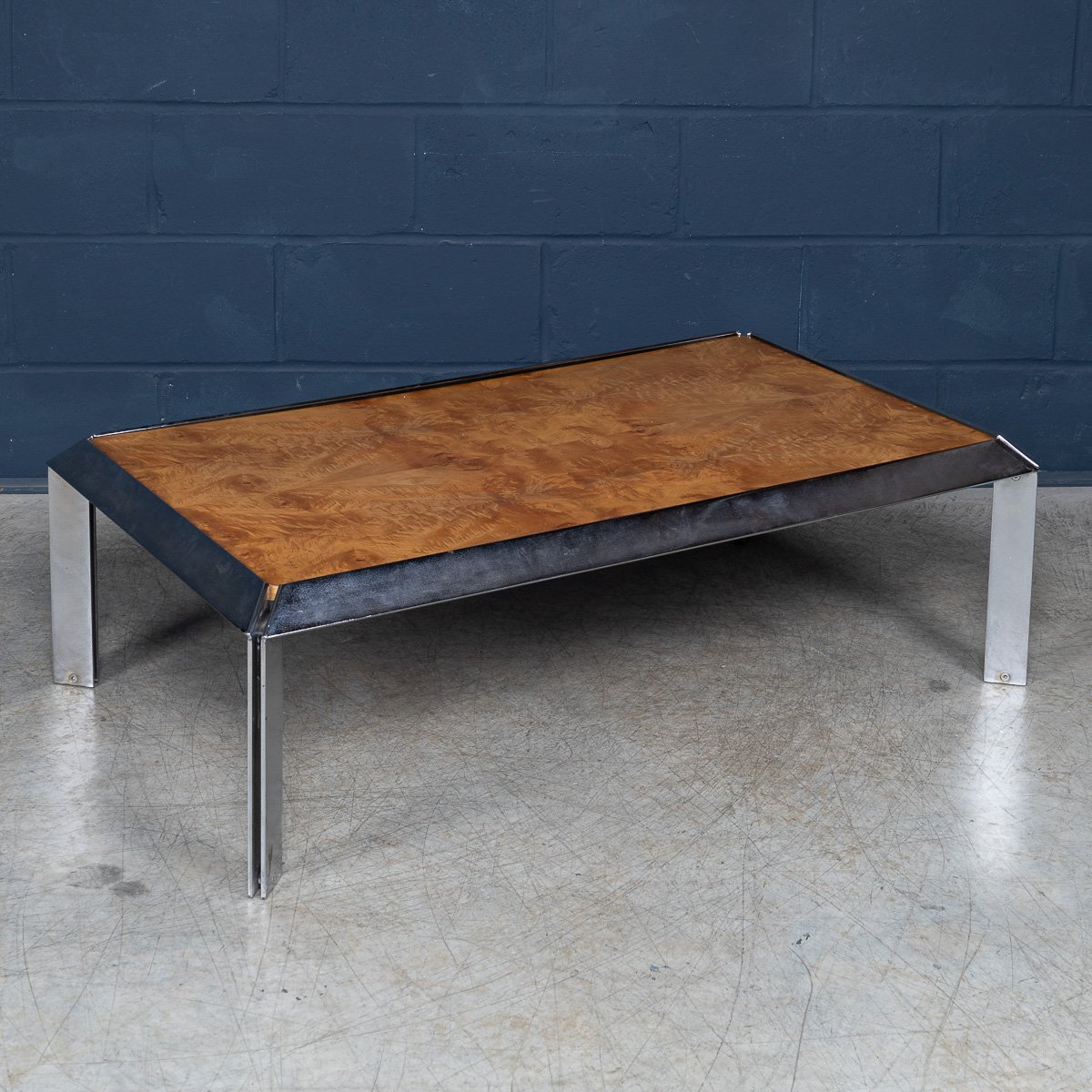 PUSHKINS.COM - B11294 - VINTAGE 20thC ITALIAN CHROME & BURR WALNUT COFFEE TABLE c.1980 - 03.jpg