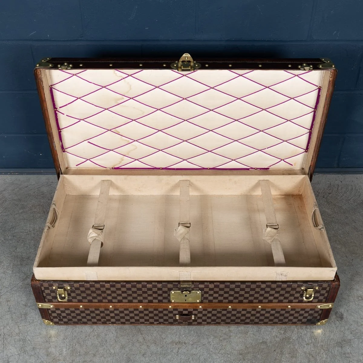 PUSHKINS.COM - B12768d - ANTIQUE 20thC LOUIS VUITTON CABIN TRUNK IN DAMIER CANVAS, FRANCE c.1900 - 11.jpg