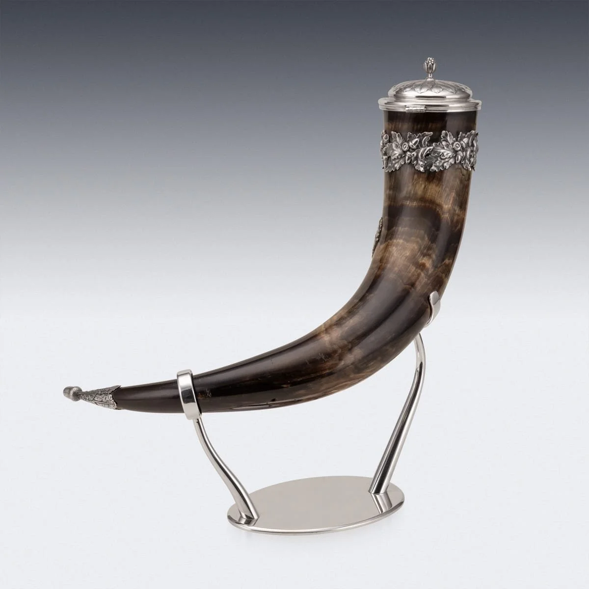 PUSHKINS.COM - Z12449 - ANTIQUE 19thC WELSH SOLID SILVER MOUNTED BOVINE HORN DRINKING VESSEL c.1828 - 06.jpg