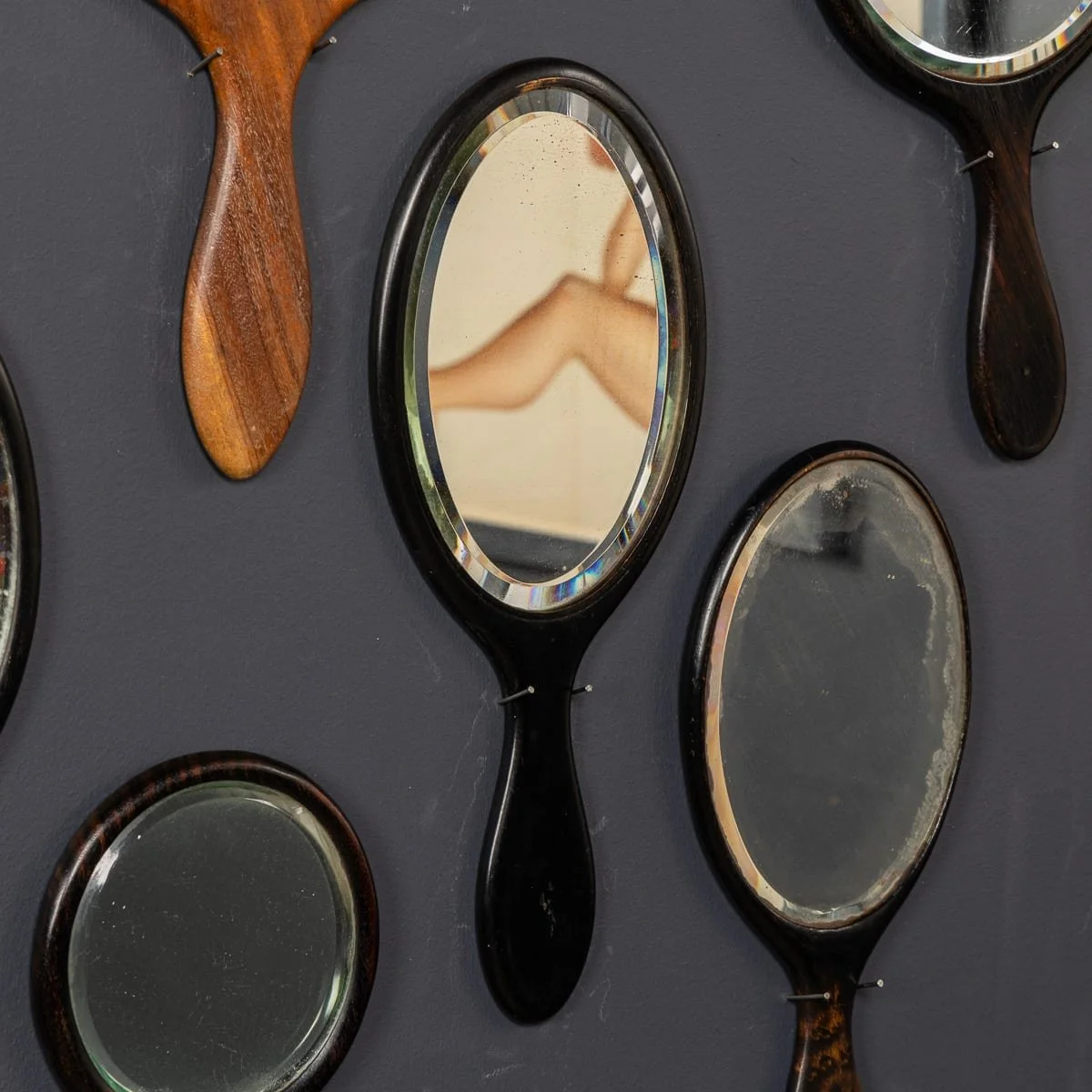 PUSHKINS.COM - Z12122 - ANTIQUE 19thC COLLECTION OF TWENTY FIVE WOODEN HAND MIRRORS - 16.jpg