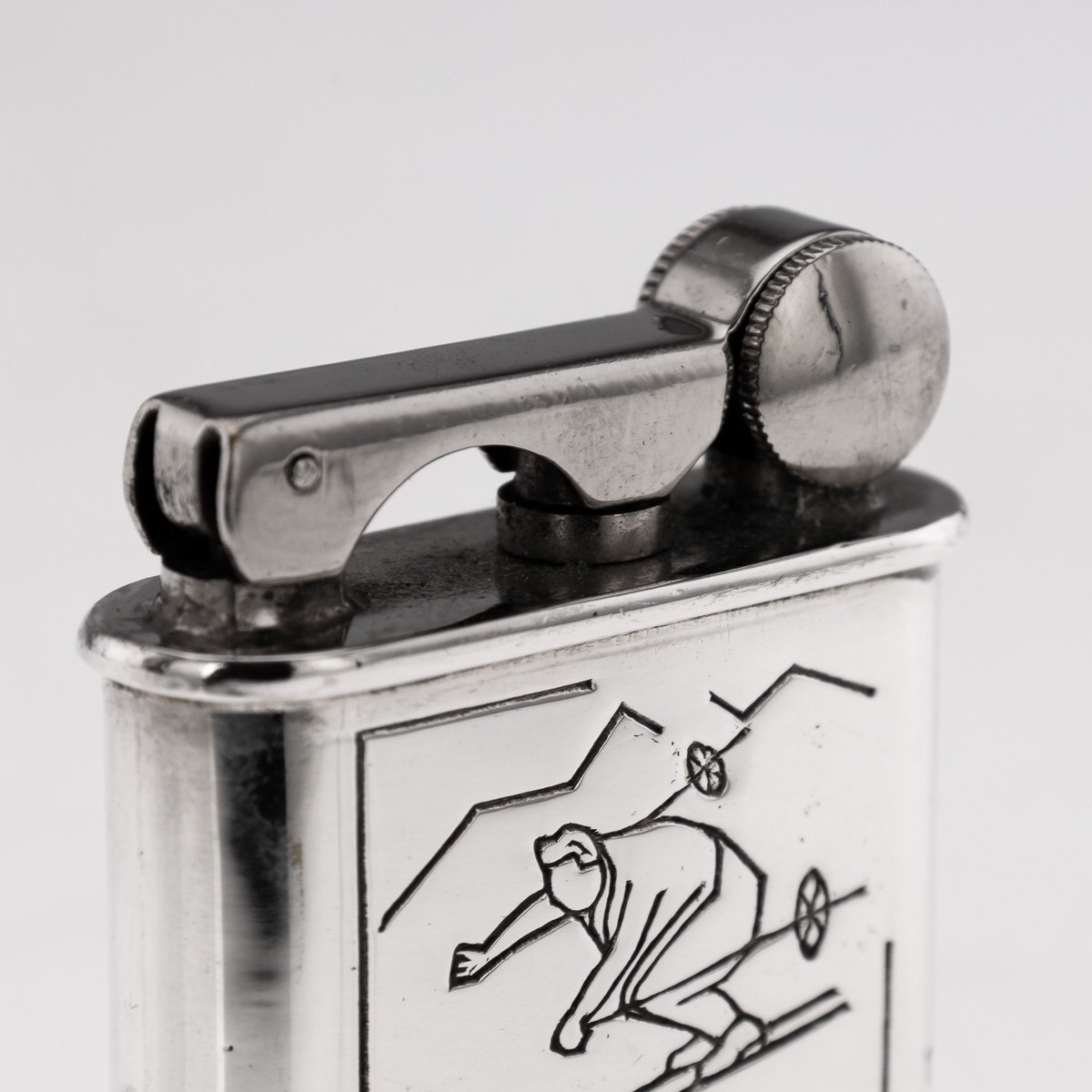 PUSHKINS.COM - J9836 - 20thC FRENCH CHROME PLATED NOVELTY 'SKIIER' LIGHTER BY ARTHUS BERTRAND c.1950 - 11.jpg