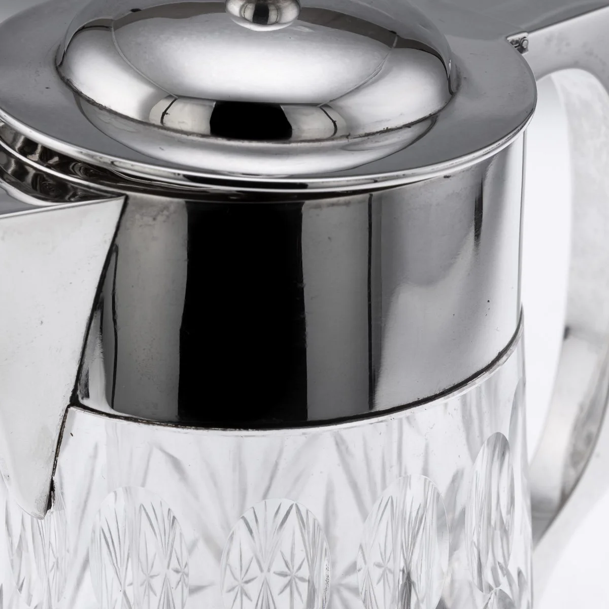 PUSHKINS.COM - A00137 - ANTIQUE 20thC ENGLISH SOLID SILVER & CUT GLASS LARGE CLARET JUG, LONDON c.1906 - 10.jpg