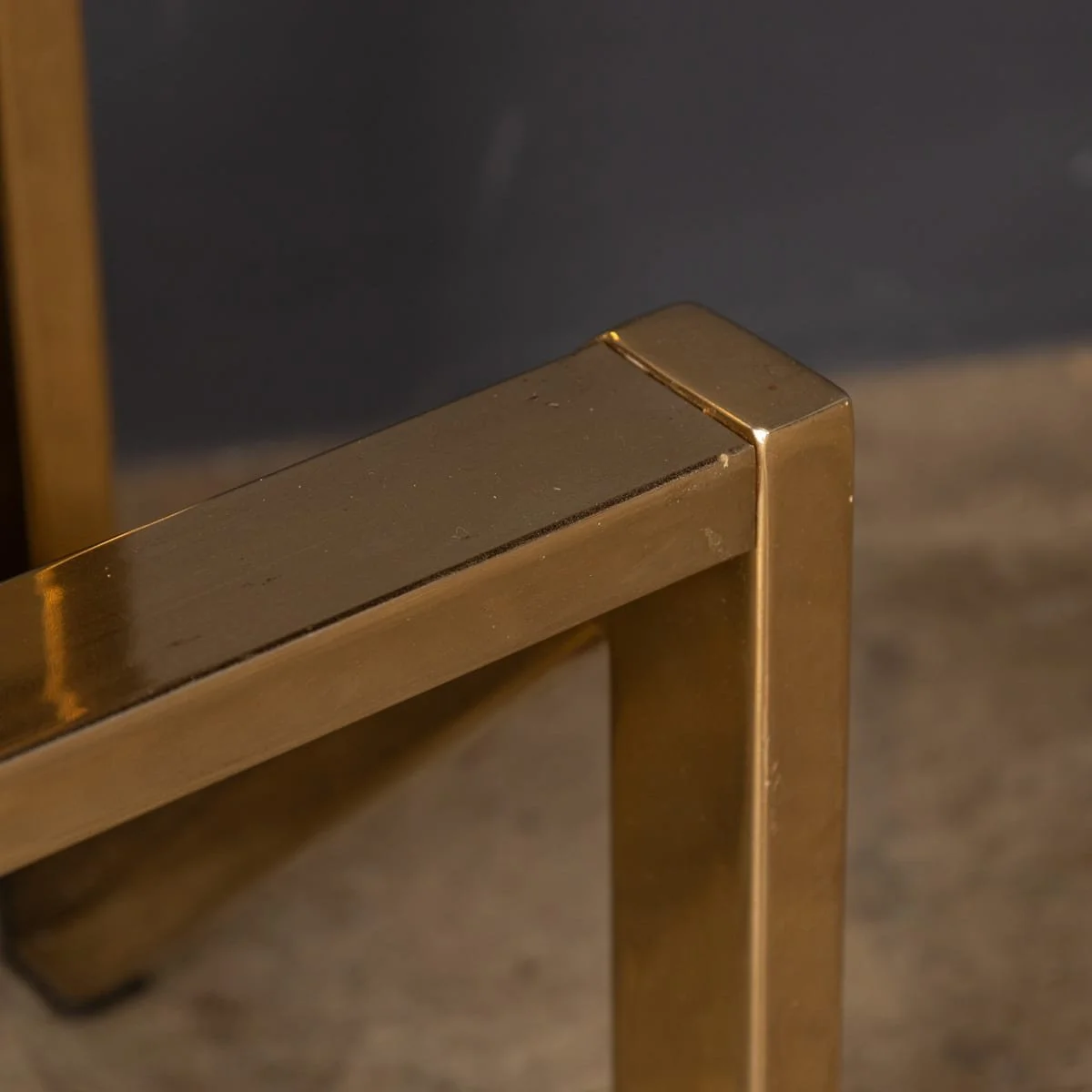 PUSHKINS.COM - Z12414 - VINTAGE 20thC BRASS, CHROME & GLASS "N" TABLE BY BELGO CHROM, BELGIUM c.1970 - 12.jpg