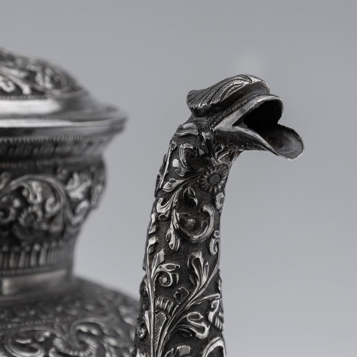 PUSHKINS.COM - ANTIQUE 19thC INDIAN CUTCH SOLID SILVER THREE PIECE TEA SET, V KISHORE c.1890 - 29.jpg