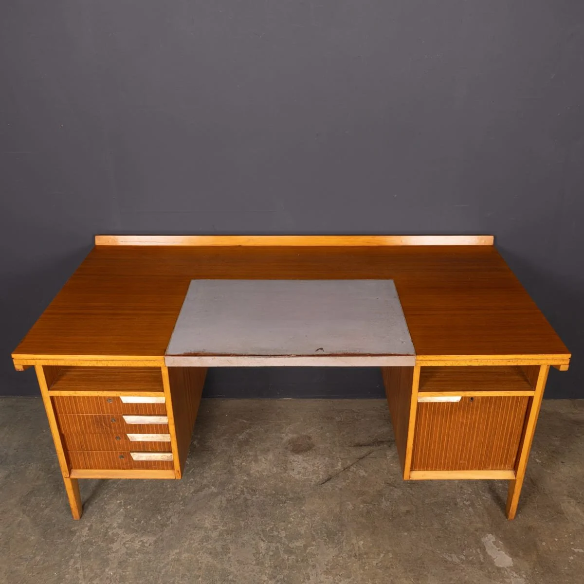 PUSHKINS.COM - Z12398 - VINTAGE 20thC BEECH AND TEAK OFFICE : STUDY DESK c.1960 - 04.jpg