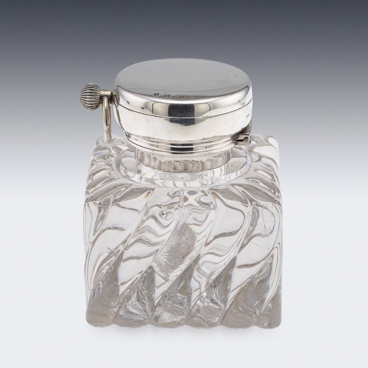 PUSHKINS.COM - D11667 - ANTIQUE 20thC SCOTTISH SOLID SILVER CLOCK & INKWELL BY HAMILTON & INCHES c.1903 - 17.jpg