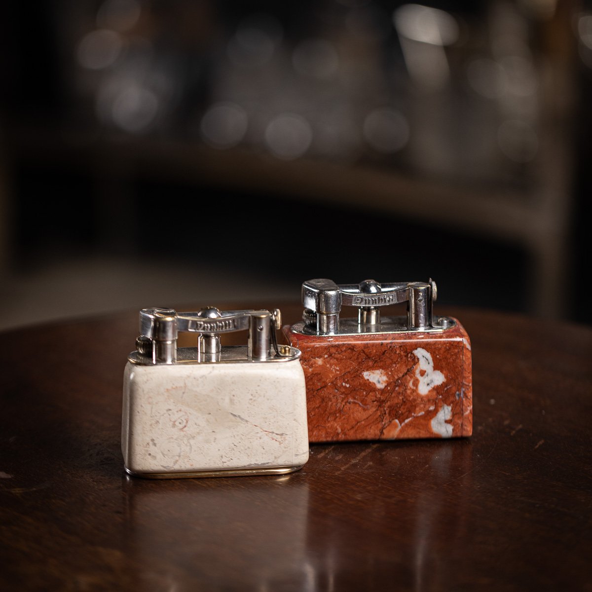 PUSHKINS.COM - D11148 - VINTAGE 20thC RARE ITALIAN PINK MARBLE DUNHILL TABLE LIGHTER c.1955 - 03.jpg