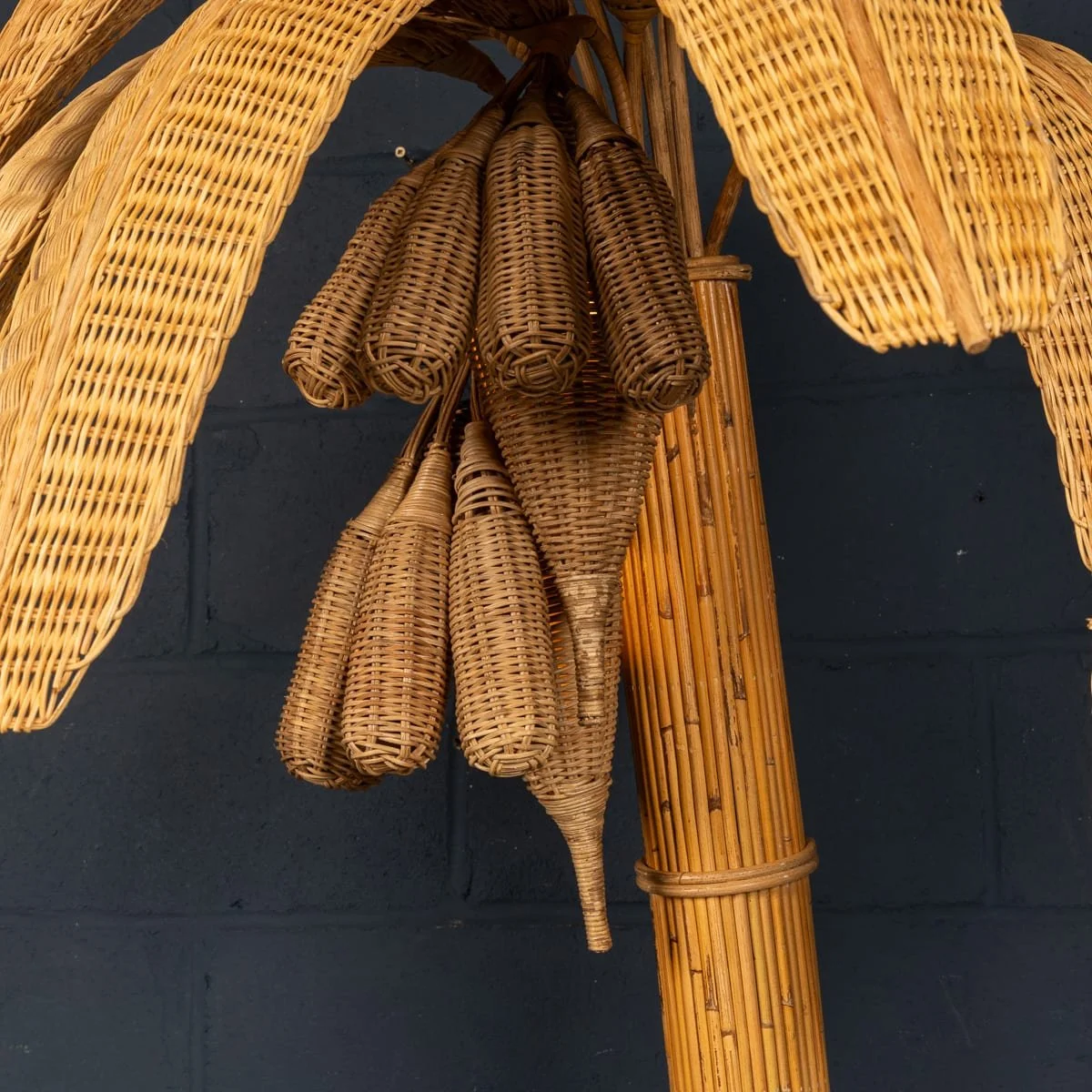 PUSHKINS.COM - B11850 - 20thC BANANA TREE RATTAN & WICKER FLOOR LAMP IN THE MANNER OF MARIO LOPEZ - 11.jpg
