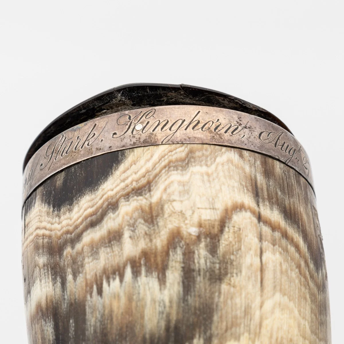PUSHKINS.COM - B11488d - ANTIQUE 19thC SCOTTISH SILVER MOUNTED HORN TABLE SNUFF MULL c.1829 - 15.jpg