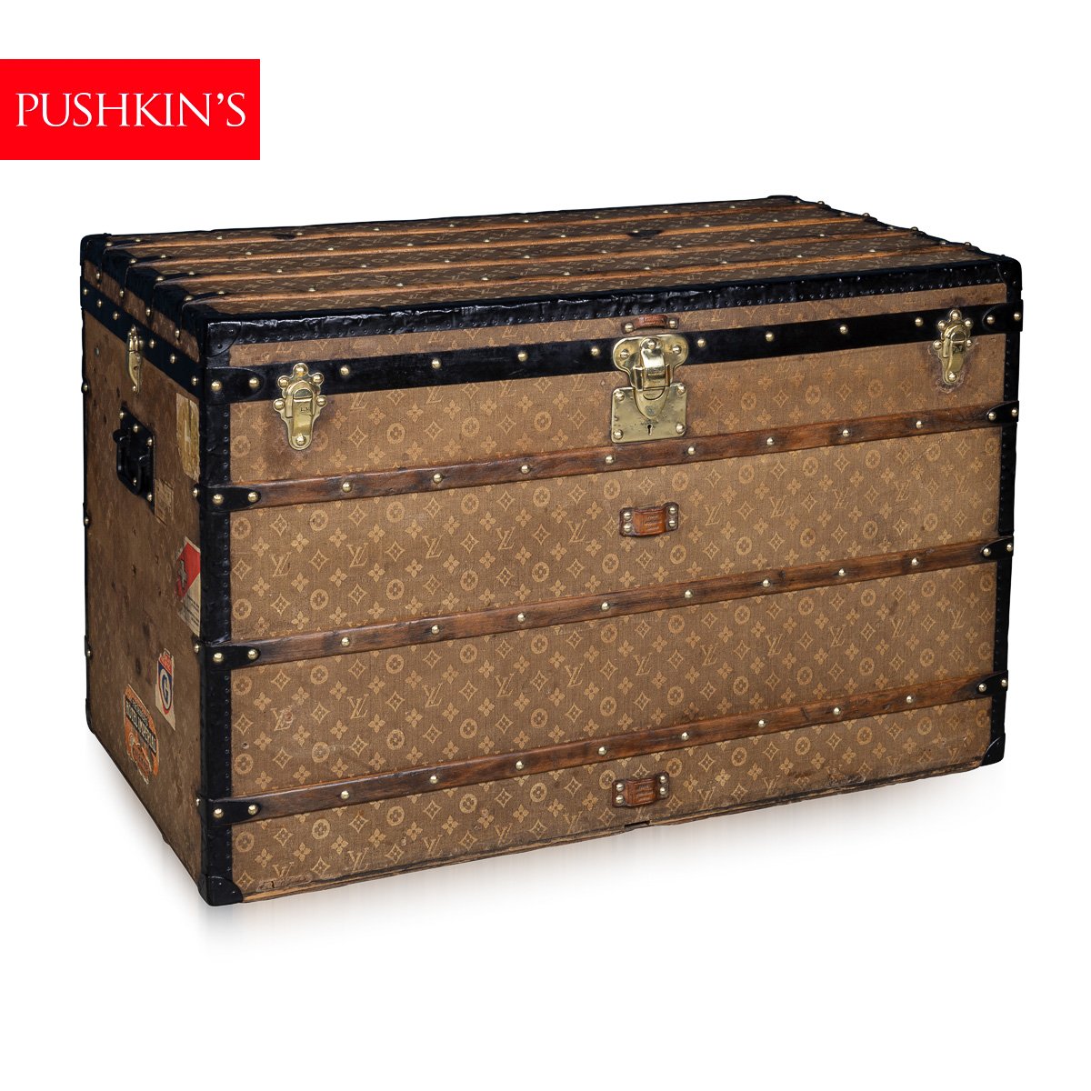 PUSHKINS.COM - B11311w - ANTIQUE 20thC LOUIS VUITTON %22MALLE HAUTE%22 TRUNK IN WOVEN CANVAS, FRANCE c.1900 - 02.jpg