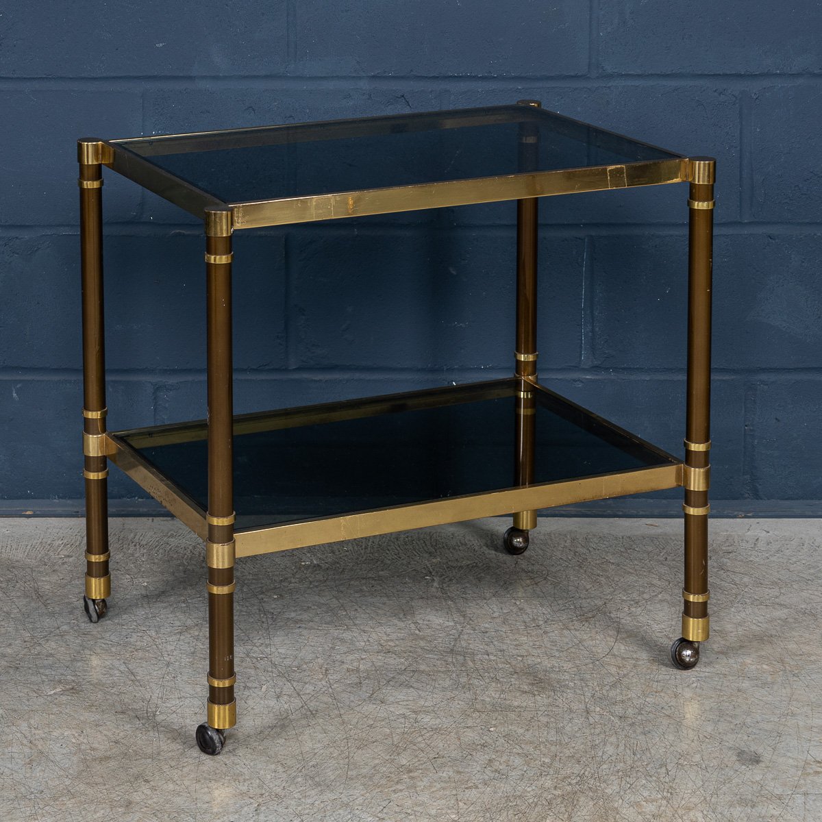 PUSHKINS.COM - B11303 - VINTAGE 20thC ITALIAN BRASS FRAMED DRINKS TROLLEY c.1980 - 03.jpg