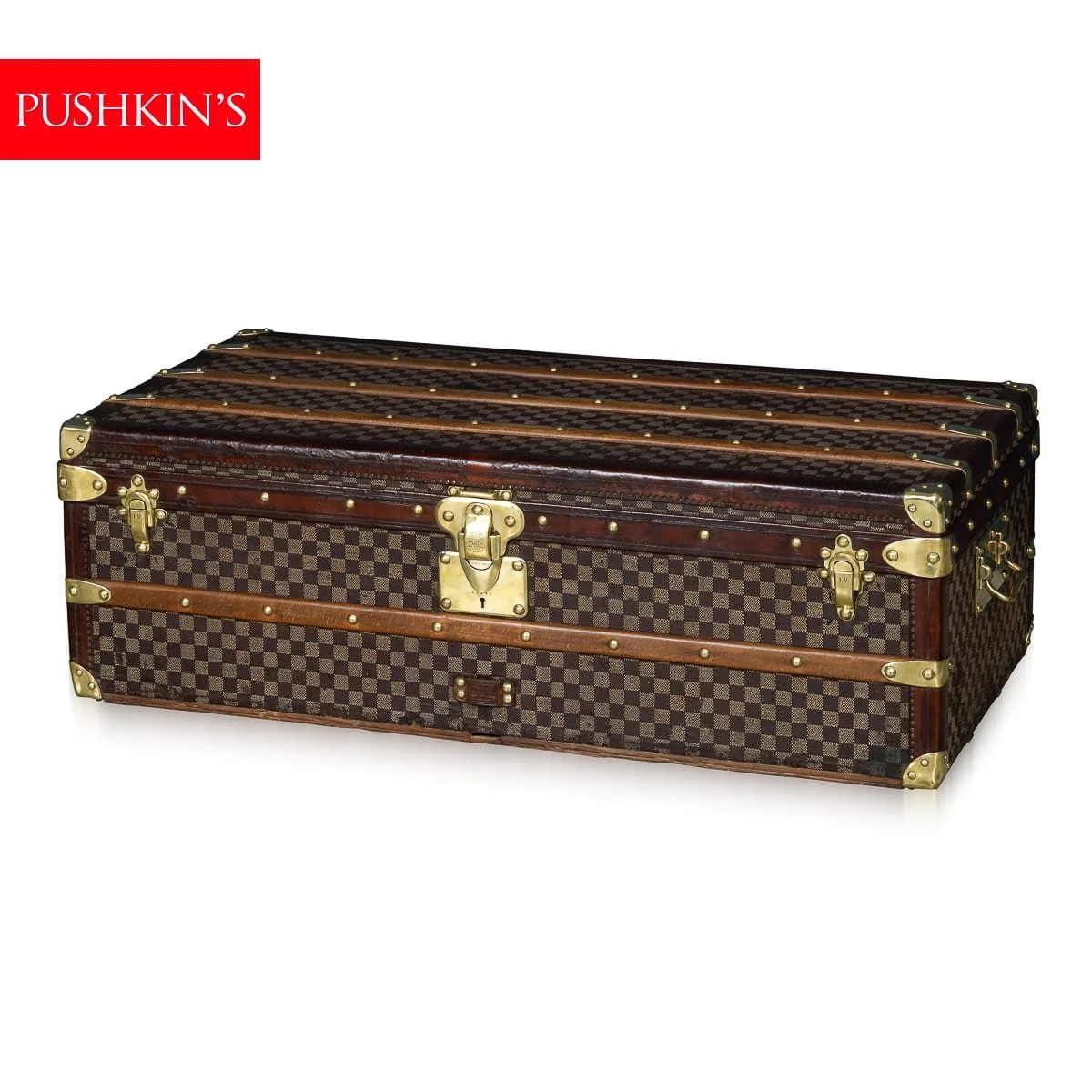 ANTIQUE 20thC LOUIS VUITTON CABIN TRUNK IN DAMIER CANVAS, FRANCE c.1900