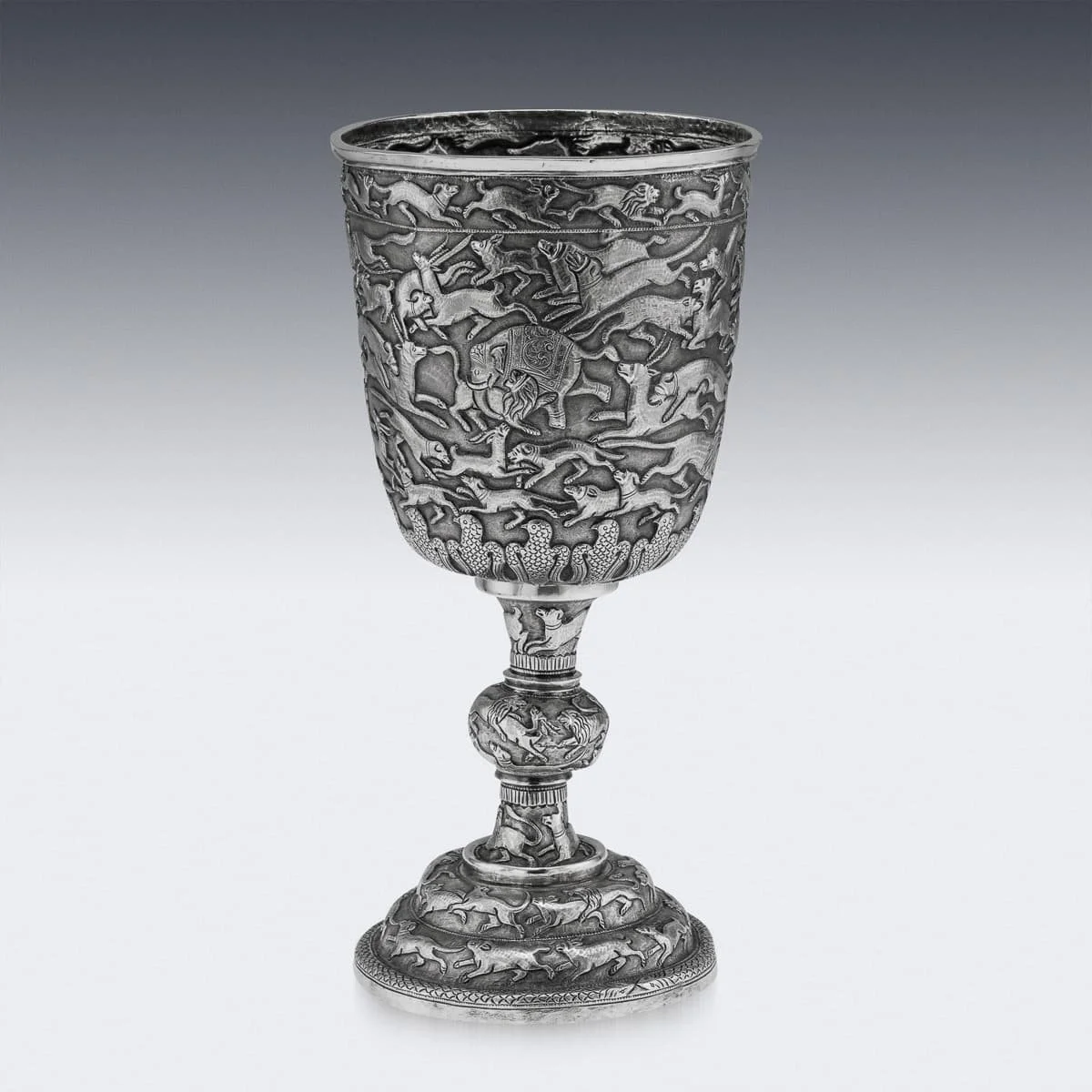 PUSHKINS.COM - J12580 - ANTIQUE 19thC INDIAN SAURASHTRA (SOUTHERN GUJARAT) MONUMENTAL SIZE GOBLET c.1890 -05.jpg
