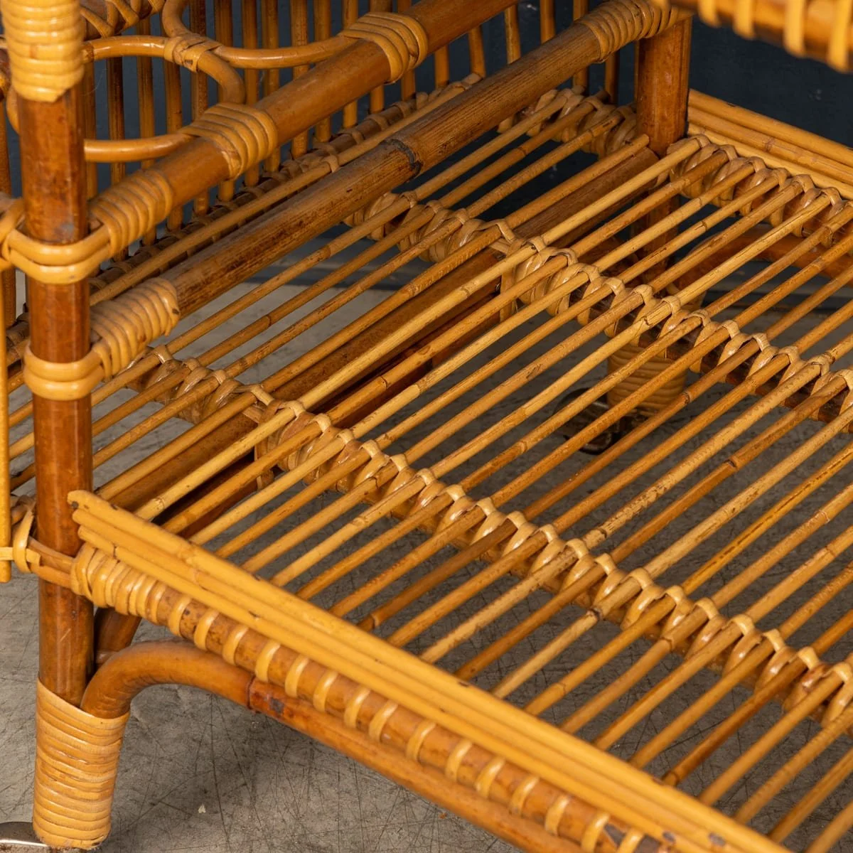 PUSHKINS.COM - B11868 - VINTAGE 20thC ITALIAN RATTAN & BAMBOO DRINKS TROLLEY c.1960 - 19.jpg