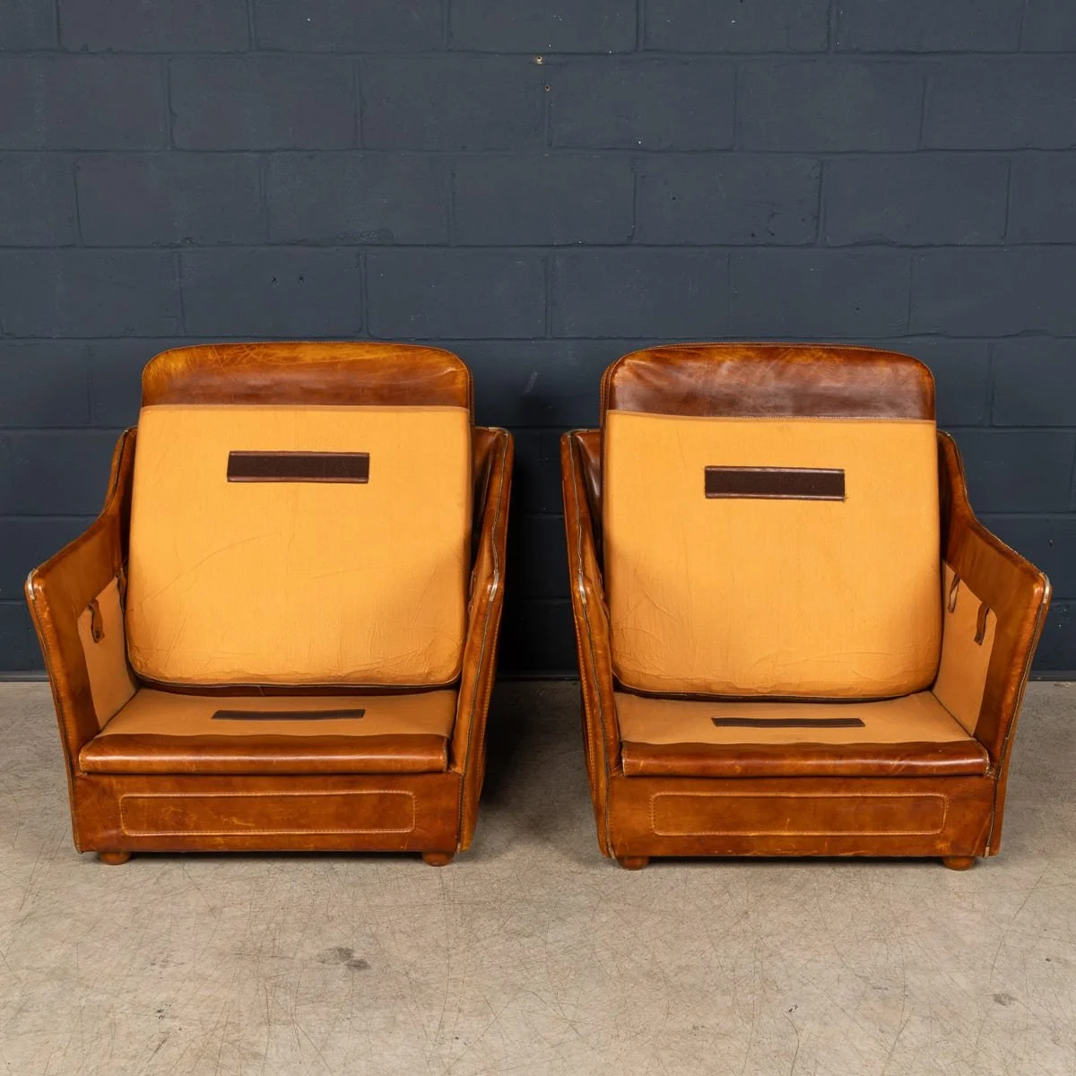 PUSHKINS.COM - B11839 - VINTAGE 20thC FRENCH PAIR OF LEATHER ARMCHAIRS IN THE MANNER OF ROCHE BOBOIS - 09.jpg