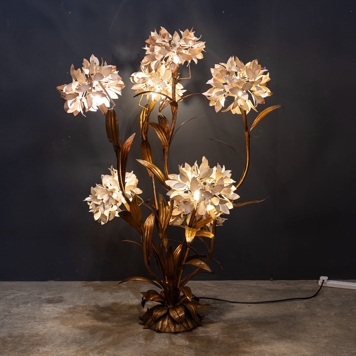 PUSHKINS.COM - 20thC ITALIAN GILT METAL & ENAMEL FLOOR LAMP c.1950 - 1193.jpg