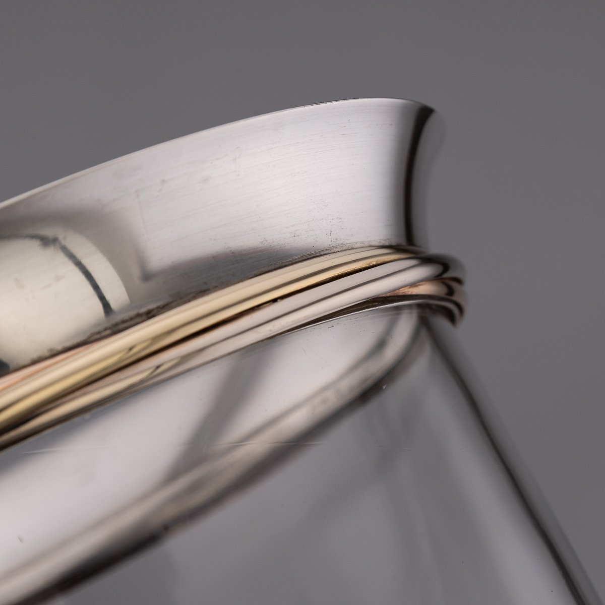PUSHKINS.COM - J9796 - 20thC FRENCH SILVER MOUNTED GLASS ICE BUCKETS & CHAMPAGNE COOLER BY CARTIER - 07.jpg