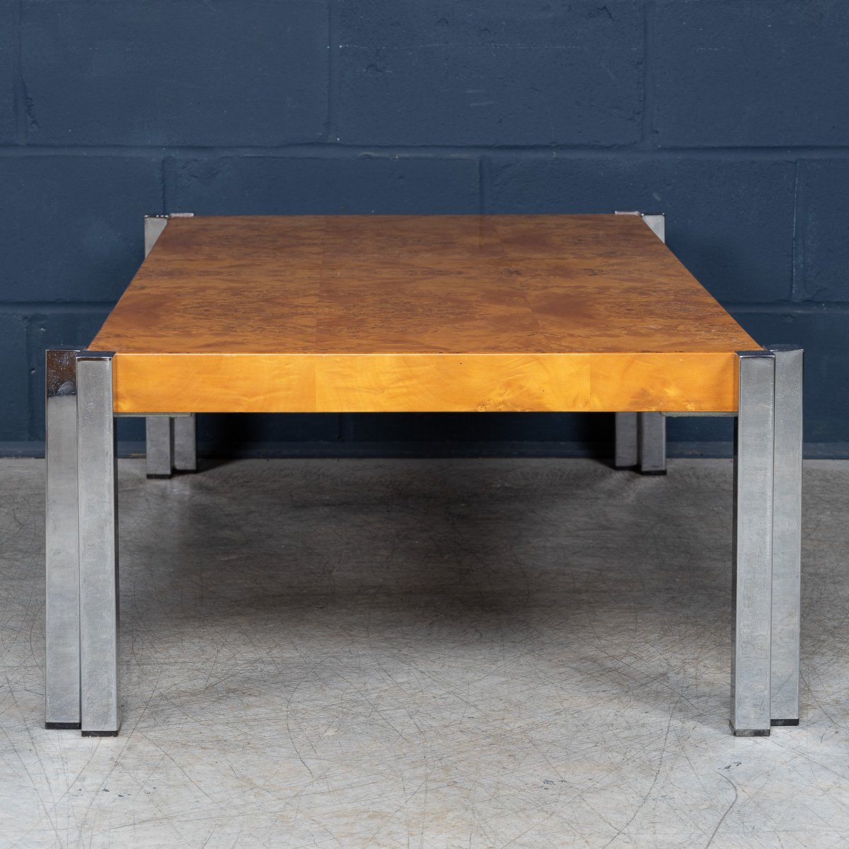 PUSHKINS.COM - B11293 - VINTAGE 20thC ITALIAN CHROME & BURR WALNUT COFFEE TABLE c.1980 - 06.jpg