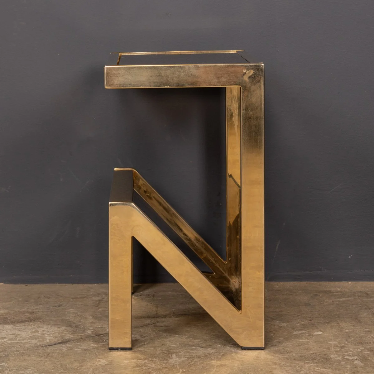 PUSHKINS.COM - Z12414 - VINTAGE 20thC BRASS, CHROME & GLASS "N" TABLE BY BELGO CHROM, BELGIUM c.1970 - 07.jpg