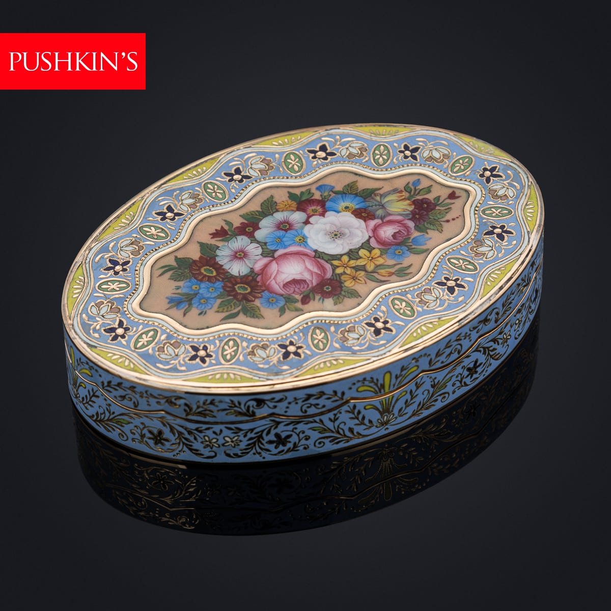 PUSHKINS.COM - A00026 - ANTIQUE 19thC SWISS 18k SOLID GOLD & ENAMEL SNUFF BOX, GENEVA c.1830 - 02.jpg