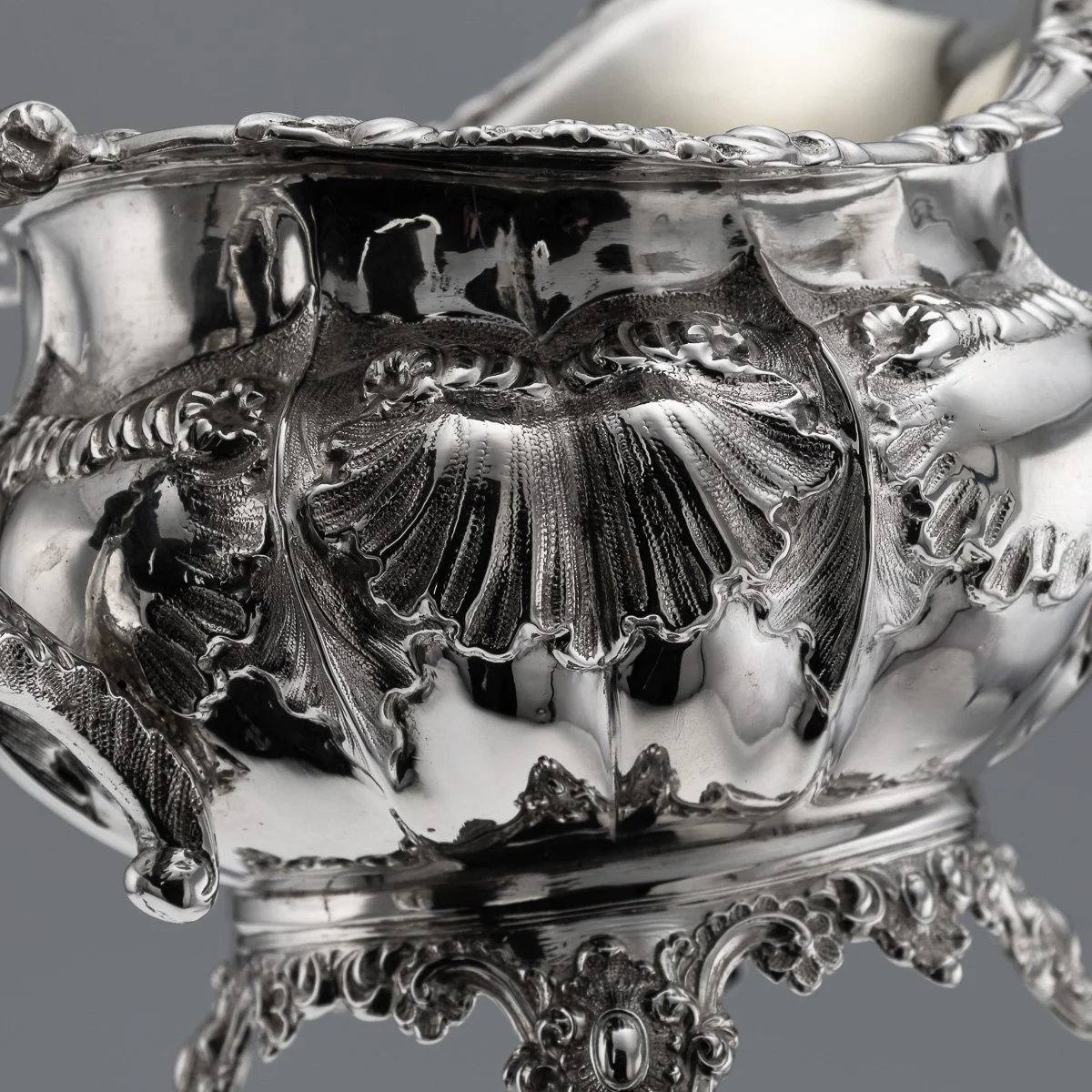 PUSHKINS.COM - A00097 - ANTIQUE 19thC VICTORIAN SOLID SILVER FOUR PIECE TEA SET, LONDON c.1854 - 36.jpg