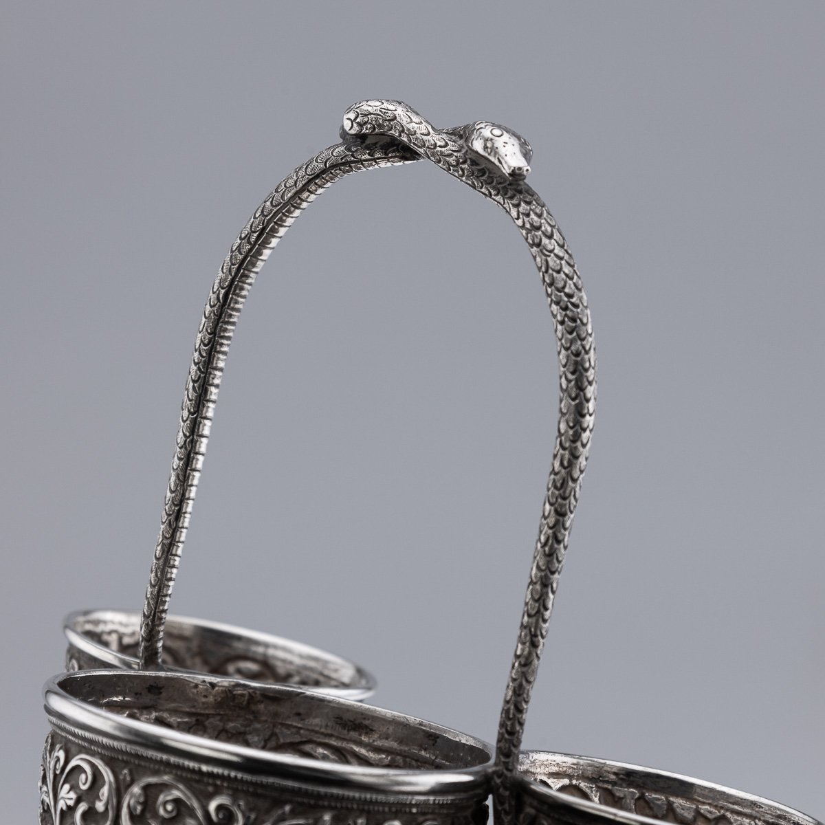 PUSHKINS.COM - A00013 - ANTIQUE 19thC INDIAN SOLID SILVER CONDIMENT SET, OOMERSI MAWJI, BHUJ c.1890 - 14.jpg
