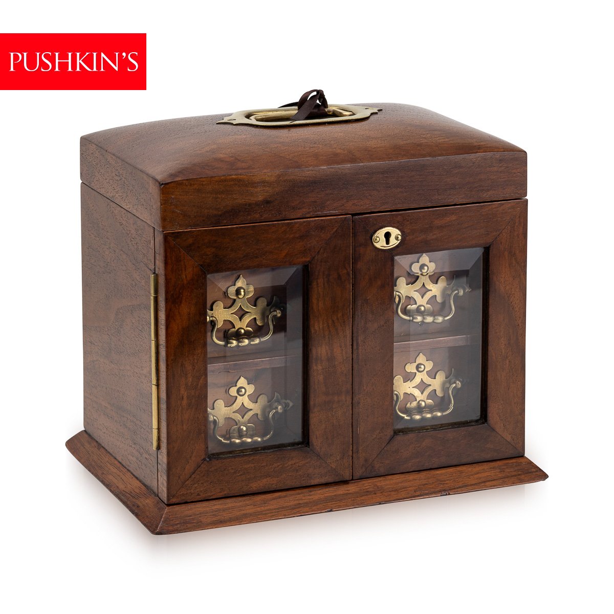 PUSHKINS.COM - D11171 - ANTIQUE 19thC VICTORIAN WALNUT & GLASS FRONTED JEWELLERY BOX c.1890 - 02.jpg