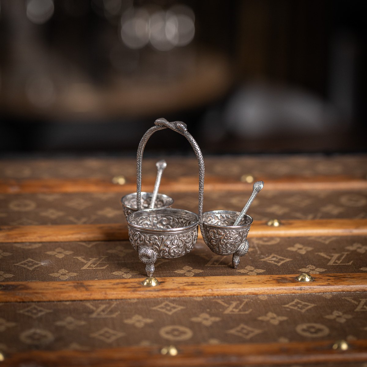PUSHKINS.COM - A00013 - ANTIQUE 19thC INDIAN SOLID SILVER CONDIMENT SET, OOMERSI MAWJI, BHUJ c.1890 - 03.jpg