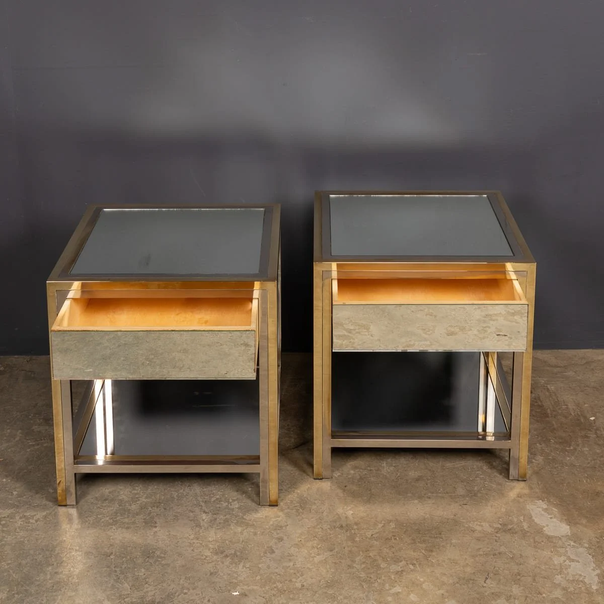PUSHKINS.COM - Z12104 - 20thC PAIR OF BRASS, CHROME & GLASS SIDE TABLES BY BELGO CHROM, BELGIUM c.1970 - 09.jpg