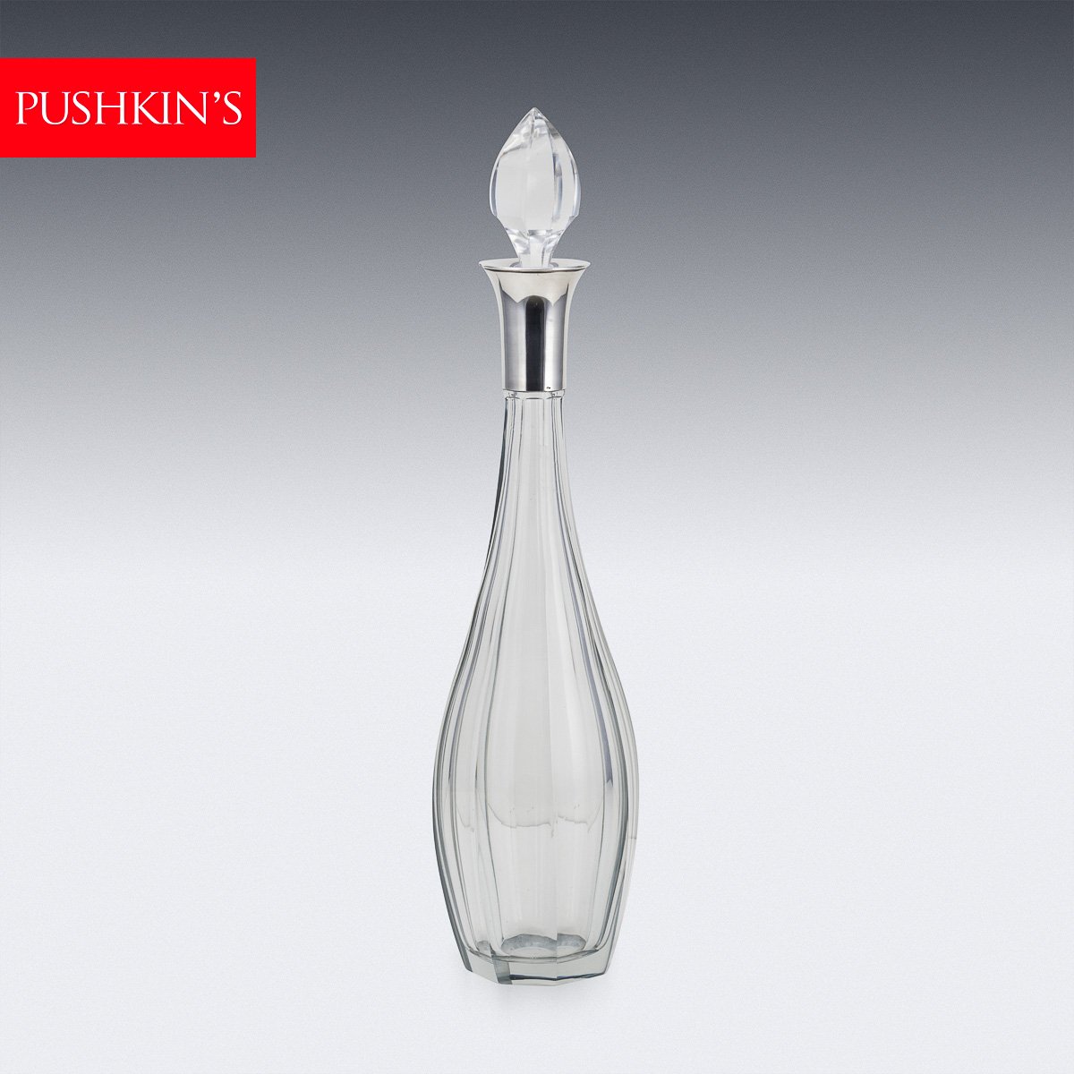 PUSHKINS.COM - D11164 - STUNNING 20thC FRENCH ART DECO SOLID SILVER & CUT GLASS DECANTER c.1920 - 02.jpg