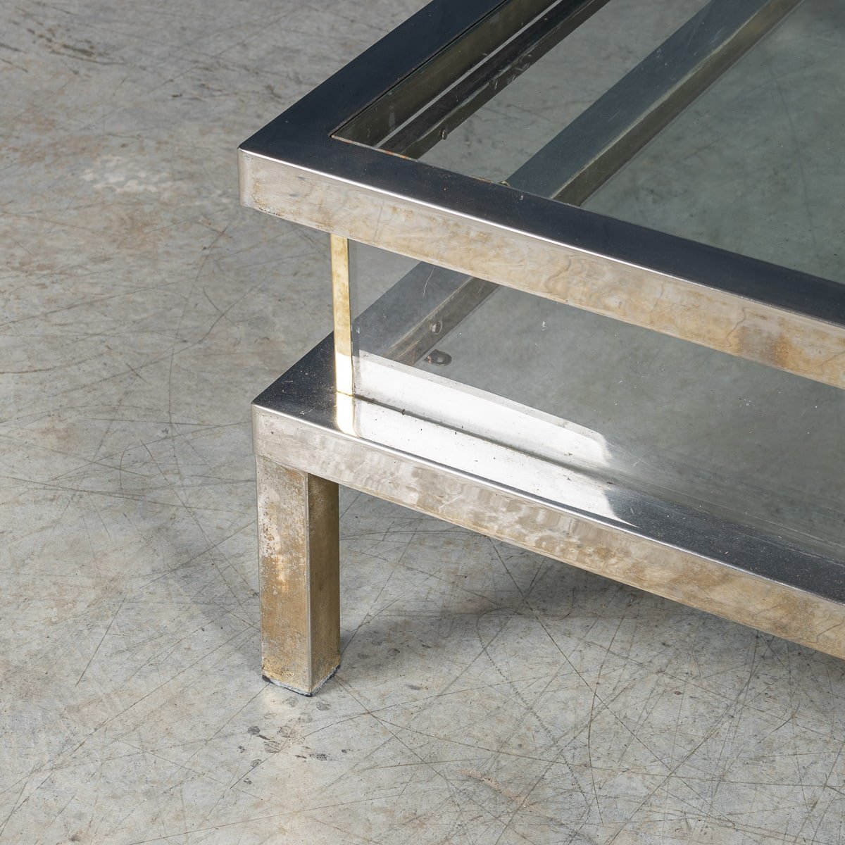 PUSHKINS.COM - B11245 - VINTAGE 20thC FRENCH CHROME & GLASS VITRINE COFFEE TABLE BY MAISON JANSEN c.1970 - 13.jpg