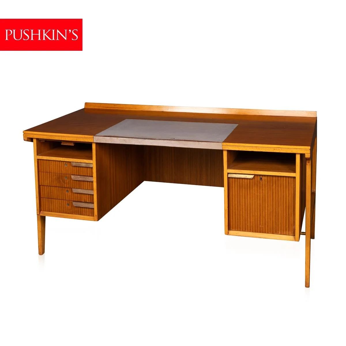 PUSHKINS.COM - Z12398 - VINTAGE 20thC BEECH AND TEAK OFFICE : STUDY DESK c.1960 - 02.jpg