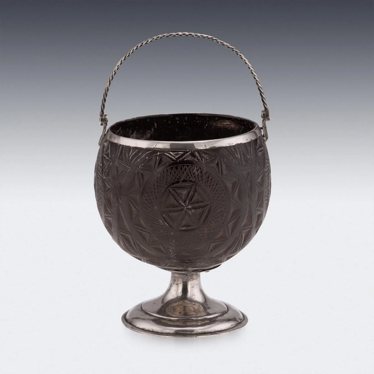 PUSHKINS.COM - B12240 - ANTIQUE 19thC GEORGIAN SOLID SILVER MOUNTED COCONUT CUP c.1820 - 03.jpg