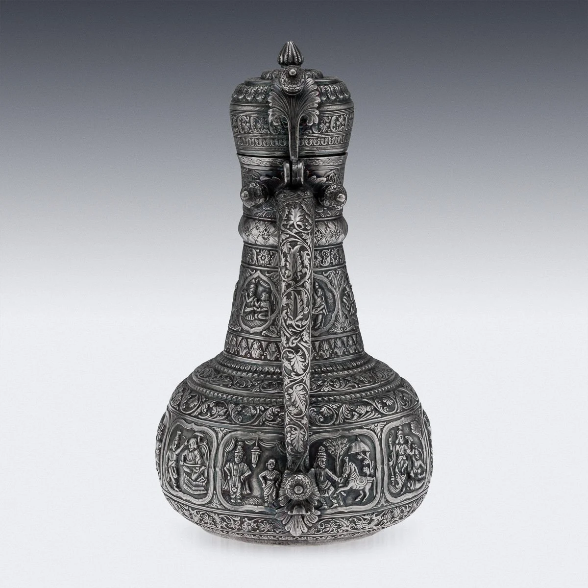 PUSHKINS.COM - A00112 - ANTIQUE 19thC INDIAN SOLID SILVER WATER EWER, POONA c.1880 - 06.jpg