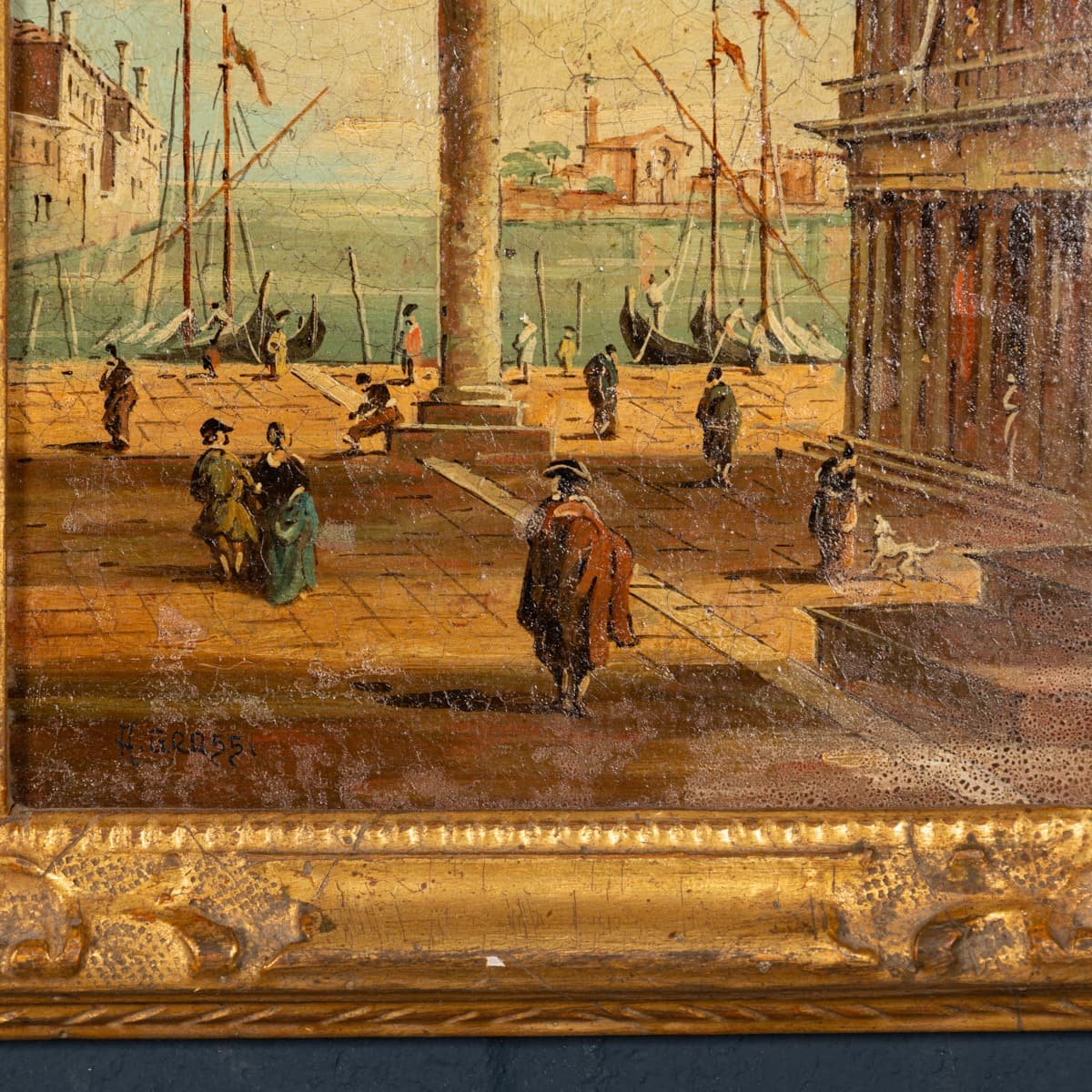 PUSHKINS.COM - B12371 - ANTIQUE 20thC PAIR OF VENETIAN CANAL SCENE OIL PAINTINGS BY ALDO GROSSI, ITALY - 22.jpg