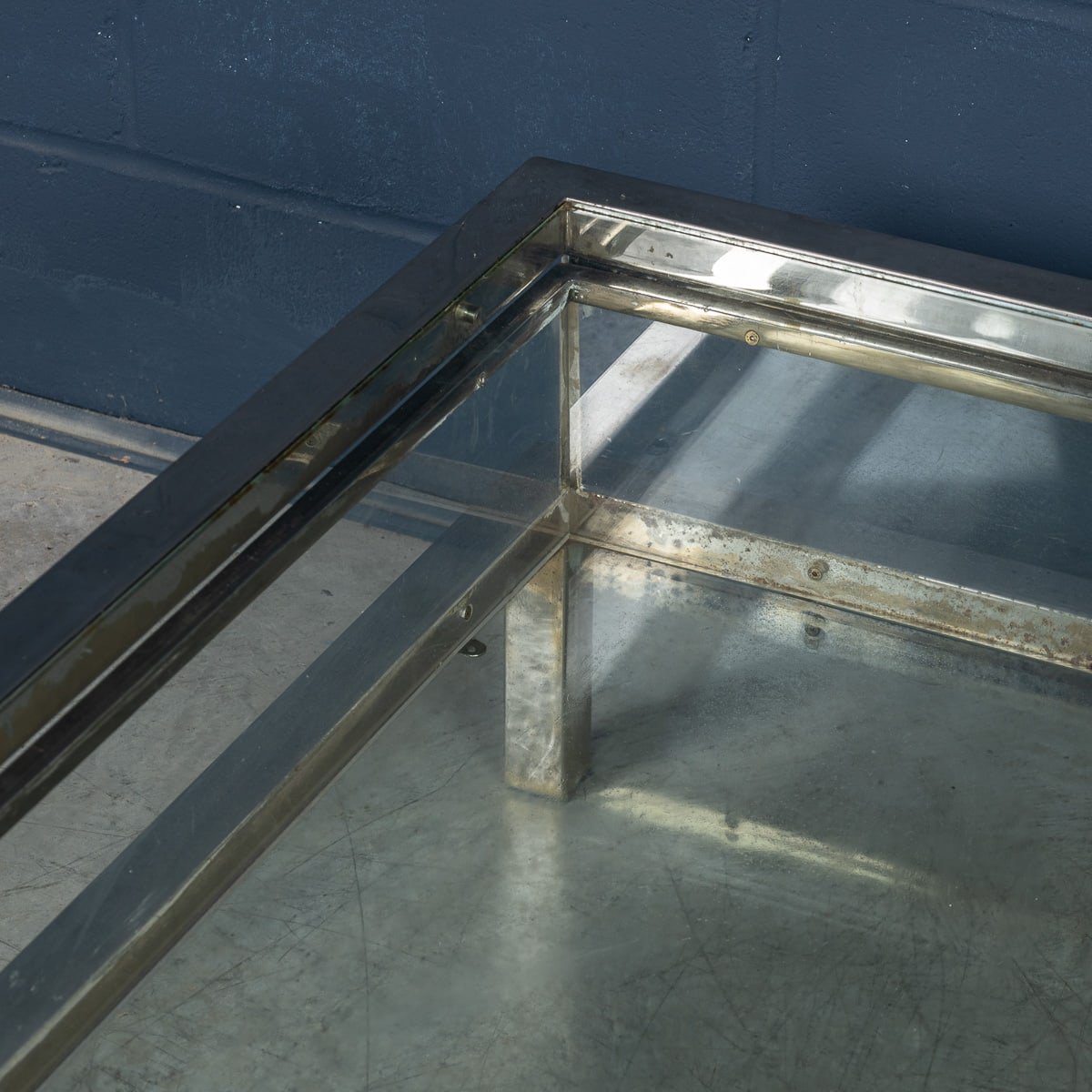 PUSHKINS.COM - B11245 - VINTAGE 20thC FRENCH CHROME & GLASS VITRINE COFFEE TABLE BY MAISON JANSEN c.1970 - 14.jpg