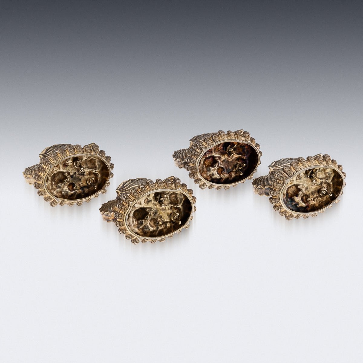 PUSHKIN'S - ANTIQUE 19thC VICTORIAN SOLID SILVER SET OF FOUR SALTS, JOHN S. HUNT c.1855 - 9.jpg