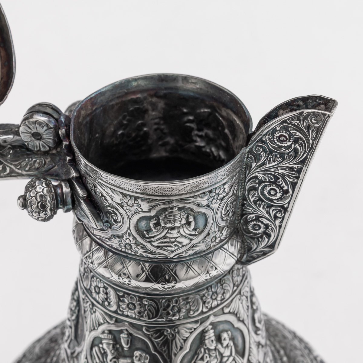 PUSHKINS.COM - A00112 - ANTIQUE 19thC INDIAN SOLID SILVER WATER EWER, POONA c.1880 - 12.jpg