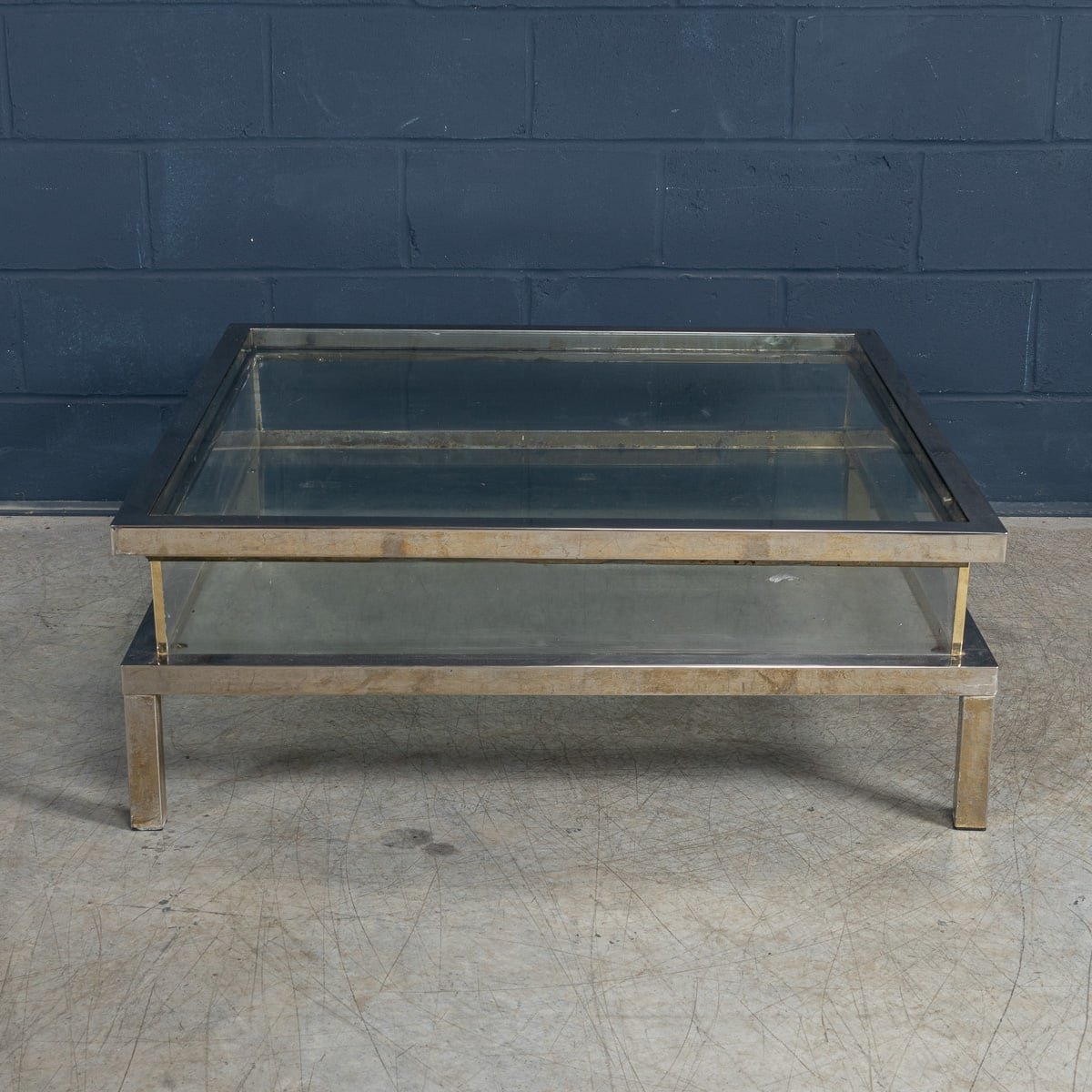 PUSHKINS.COM - B11245 - VINTAGE 20thC FRENCH CHROME & GLASS VITRINE COFFEE TABLE BY MAISON JANSEN c.1970 - 04.jpg