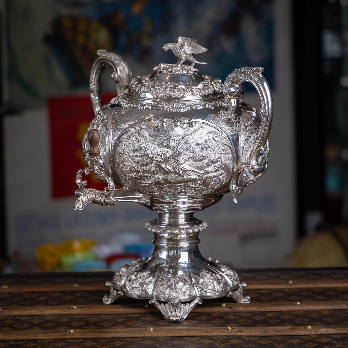 ANTIQUE 19thC WILLIAM IV SOLID SILVER HOT WATER KETTLE / SAMOVAR, LONDON c.1837