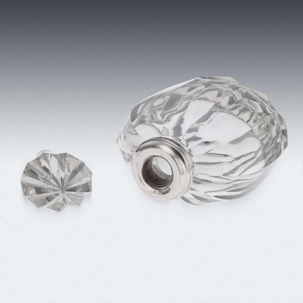 PUSHKINS.COM - D11324 - ANTIQUE 20thC GERMAN SOLID SILVER & CUT GLASS DECANTER - 08.jpg