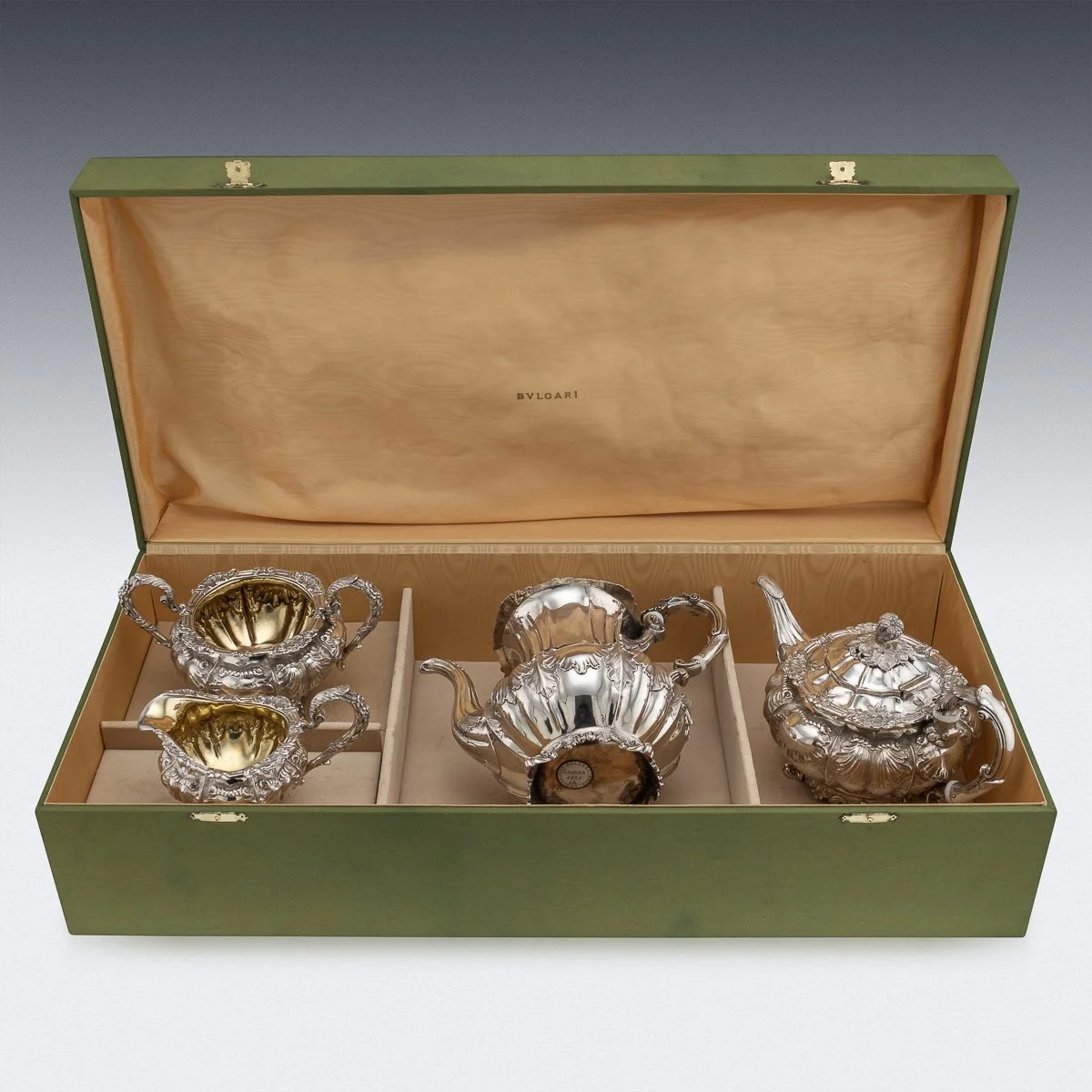 PUSHKINS.COM - A00097 - ANTIQUE 19thC VICTORIAN SOLID SILVER FOUR PIECE TEA SET, LONDON c.1854 - 07.jpg